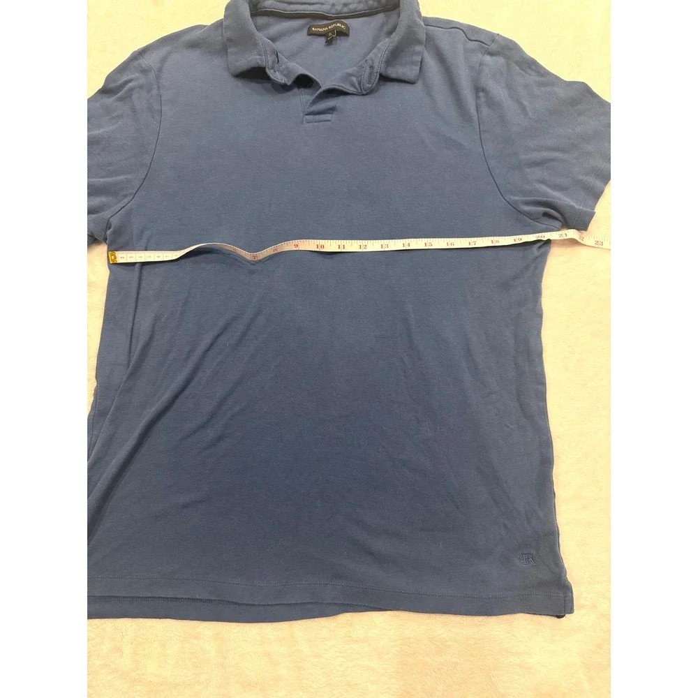 Banana Republic Mens Blue Pique Short Sleeve Polo Shirt XL Logo Casual